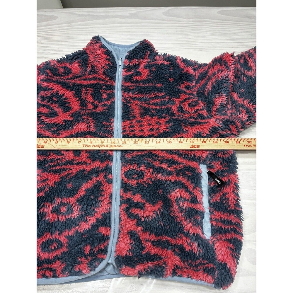 OBEY Teddy Bear Women's Aiden Sherpa Jacket Reversible Sweet Coral Multi Size XS - Picture 9 of 15